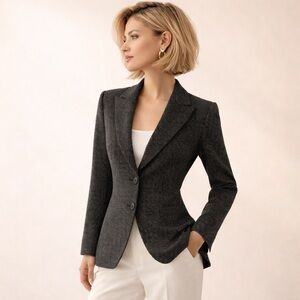 Max Mara Wool Polka Dot Tailored Blazer Made in Italy Structured Sz M